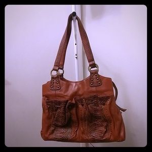 Chi Carlos Falchi Tan Leather Shoulder Bag